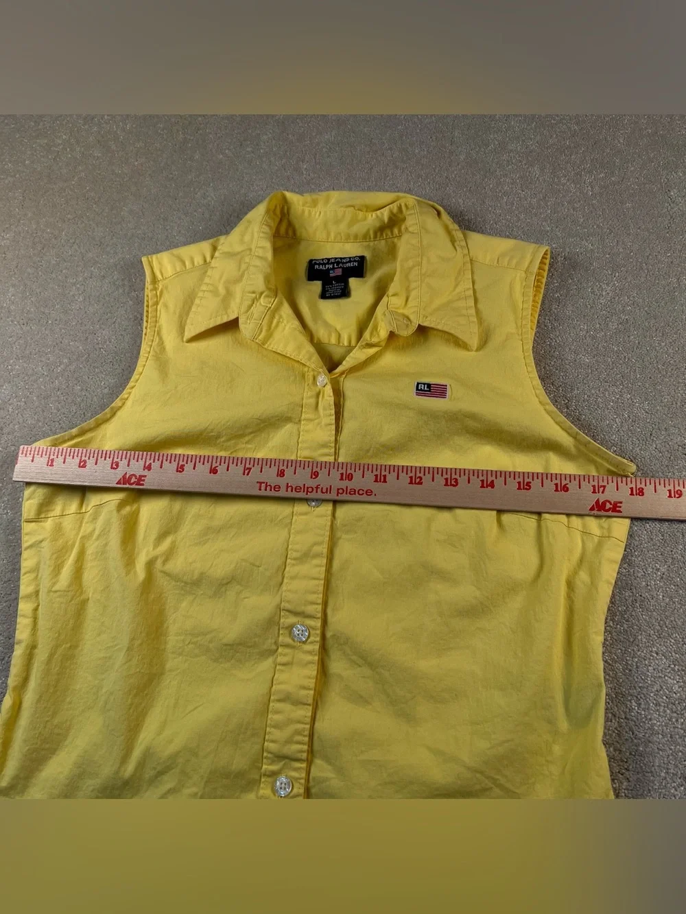 Polo Jeans Co Ralph Lauren Shirt Yellow Button Up Women's Large Vintage